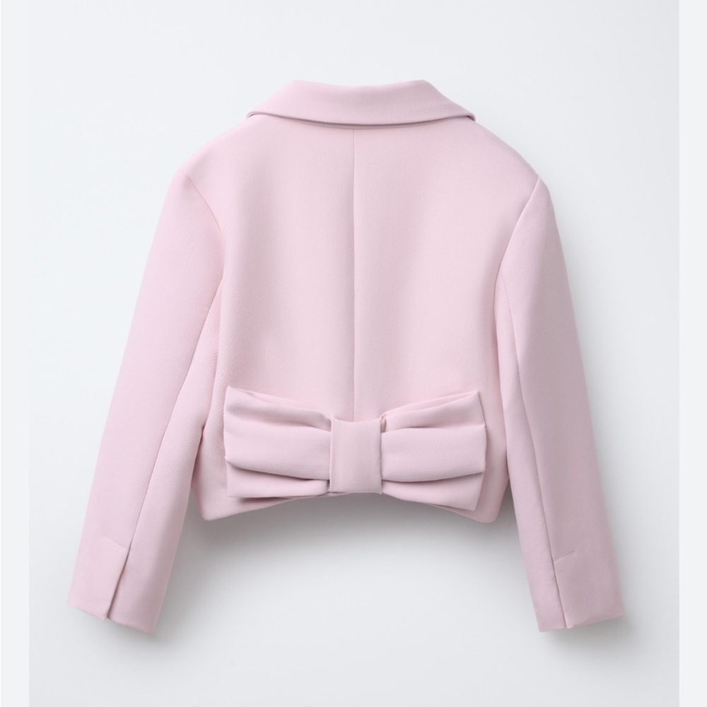 Zara kids NWT cropped pink blazer with back bow 1069/492